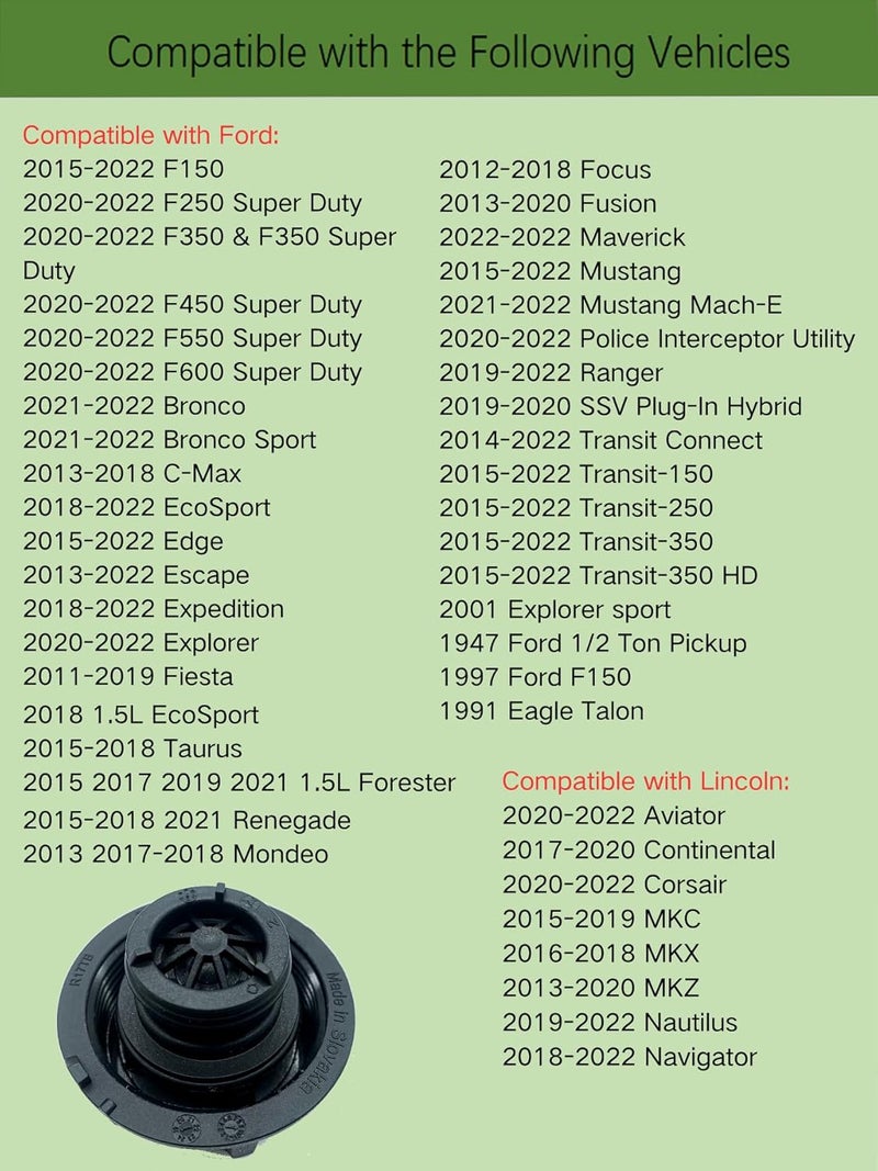 bekelan غطاء خزان السائل المبرد، غطاء خزان السائل المبرد لفورد فوكاس موستانج فيusion إيسكايب F150 F250 F350 F450 F550 F600 فييستا برونكو إيدج رينجر إكسبيديشن إكسبلورر ترانزيت ولينكولن أفييتور MKZ MKC MKX - Image 2